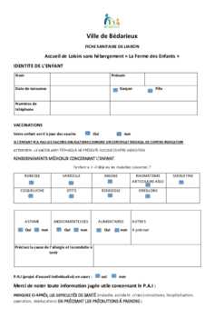 Fiche sanitaire de liaison 2022