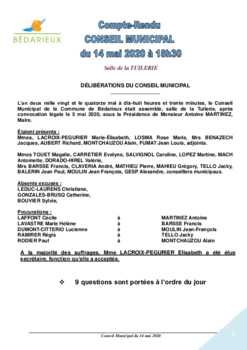 Compte rendu Conseil municipal 14-05-2020