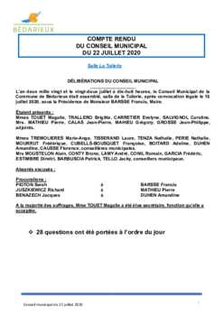 Compte rendu Conseil Municipal 22-07-2020