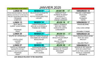 MENU JANVIER 2025