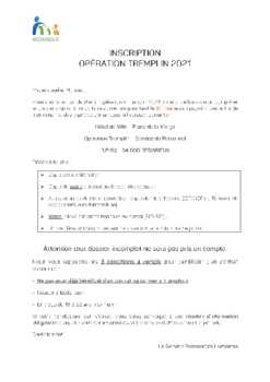 Dossier d'inscription Tremplin 2021